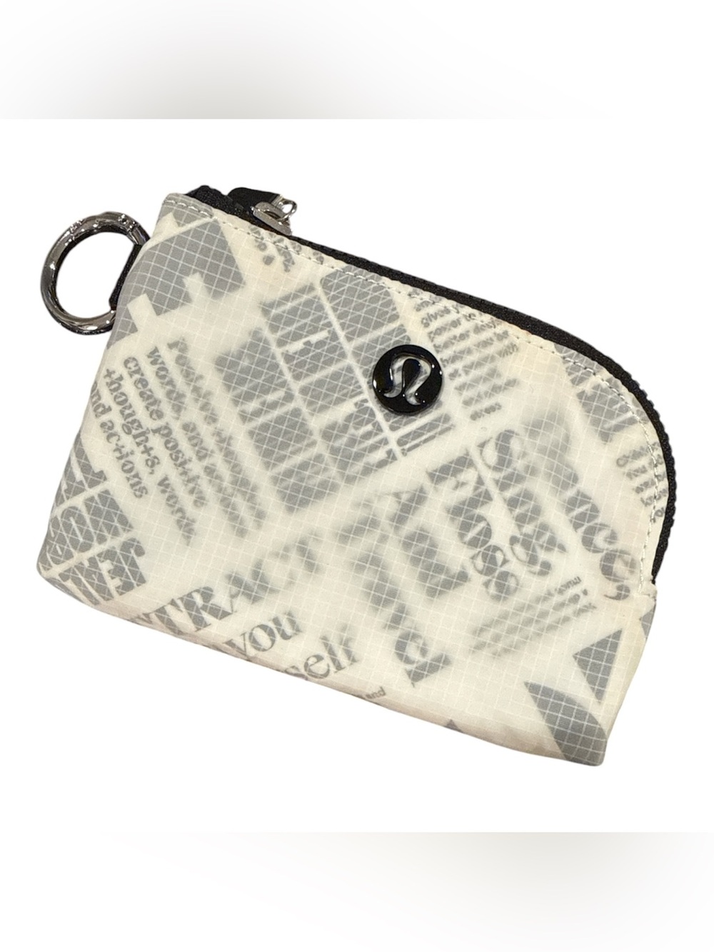 lululemon athletica White and Gray Zip Card Pouch with Key Ring